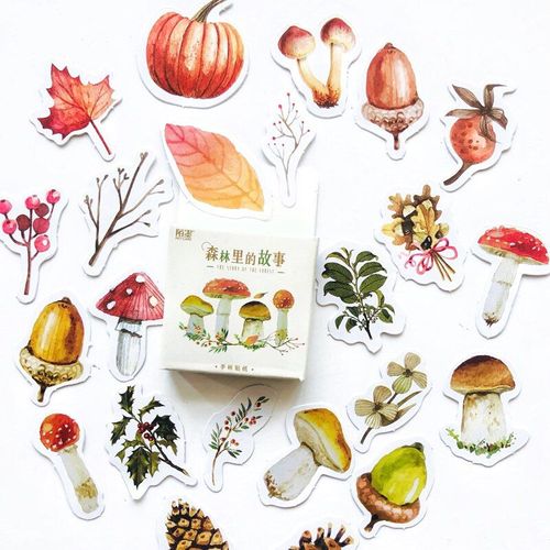 Autocollants D'automne, 46 Pices/Bote, Noix De Citrouille, Champignons, Arbres, Diy Bricolage, Dcoration Pour Album Journal