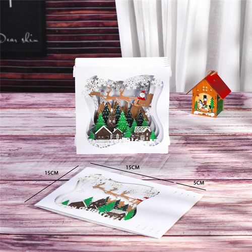 Autocollants De Cartes De Joyeux Nol Dcoups Au Laser,Cartes Pop-Up,Arbre De Nol,Cadeau D'hiver,Dcoration De Nouvel An,Cartes De Vministriels X - Type Box