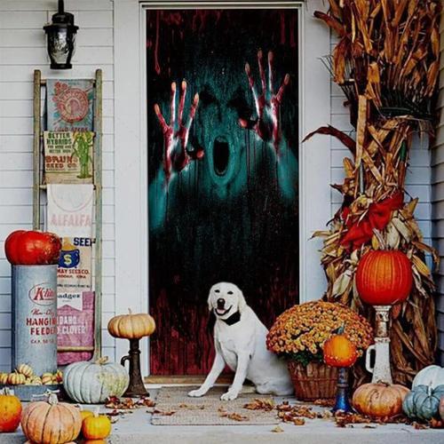 Autocollants De Porte D'halloween,Papier Peint Dcoratif D'horreur Drle,Vinyle Pvc Impermable,Rsistant  L'usure,Affiche Auto-Adhsive