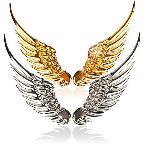 Autocollants De Voiture 4 Pcs Mtal 3d Ailes De Voiture Ailes D'ange Voiture Logo Autocollants Universels 12 5  3 5 Cm