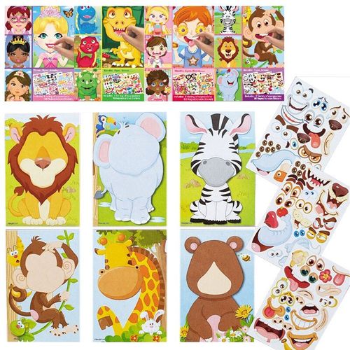 Autocollants Diy  Motif Animaux Jeu ducatif Pour Enfant, Stickers  Thme, Fais Une Grimace, Princesse, Puzzle, Dinosaure, Exercice D'identification,
