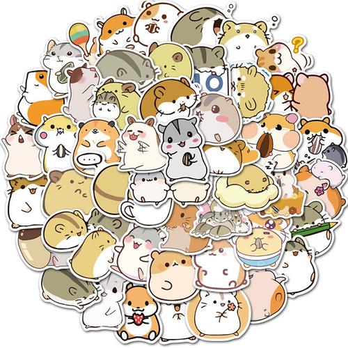 Autocollants Hamster Kawaii, 50 Pices, Dessin Anim, tanche, Pour Skateboard, Bagage, Ordinateur Portable, Guitare, Vlo, Bricolage, Cadeau D'Anniversaire Pour Enfants