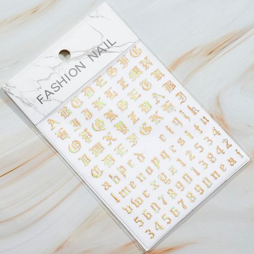 Autocollants Holographiques Avec Lettres Romaines Pour Nail Art