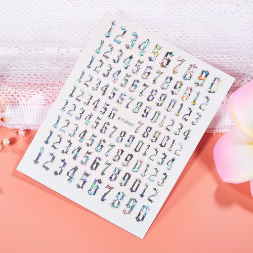 Autocollants Holographiques Avec Lettres Romaines Pour Nail Art