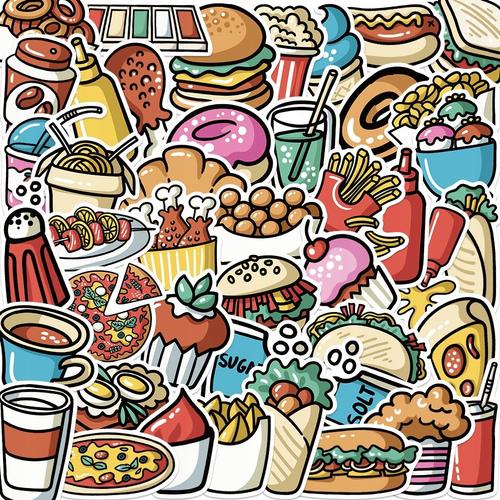 Autocollants Mignons De Dessin Anim, MLange De Nourriture, 200 PiCes, Gr,Aesthetic Couleurs Stickers, ImpermAble Vinyle Autocollant Pour Telephone Ordinateur Portable Macbook Scrapbooking