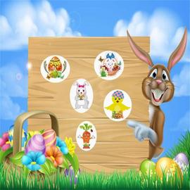 Autocollants sur le thème de Pâques, motif dessin animé, lapin