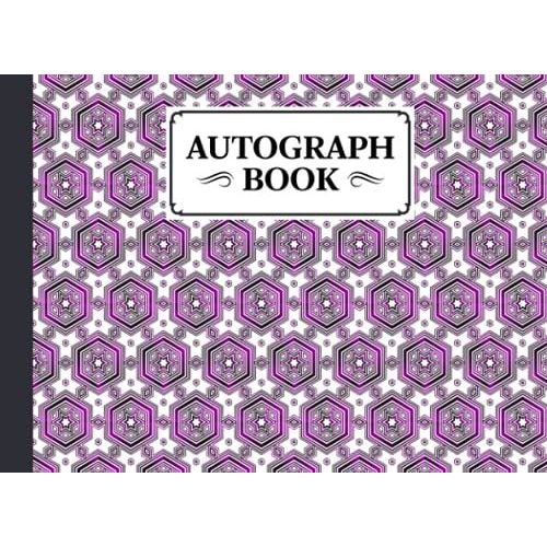 Autograph Book: Premium Hexagons Cover | Signatures Blank Scrapbook, Memorabilia Album Gift, Keepsake Memory Book, Size 8.25