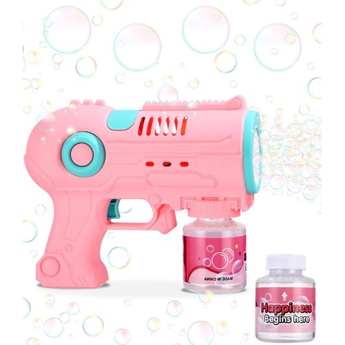 Automatic Bubble Gun,Bubble Machine For Children,10000+Bubbles/Min With 180 Ml Bubble Solution,Bubble Gun For Children,Birthday,Party,Wedding,Easter (Pink)