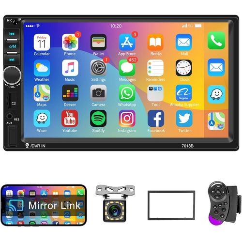 Autoradio 2 Din Avec Ios/Android Mirror Link Bluetooth Mains Libres 7 Pouces Autoradio Double Din Avec Bluetooth Fm Radio/Usb/Aux/Sd/Dvr/Eq Commandes Au Volant Camra De Recul Tlcommandes[X533]