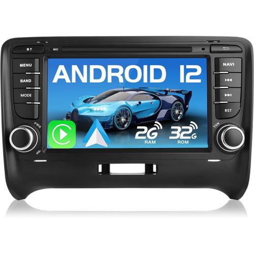 Autoradio Android 12 Pour Audi Tt Mk2 8j(2006-2012)[2go+32go] Avec 7 Pouces Carplay San Fil/Android Auto Gps Wifi Bluetooth Usb Fm Rds/Commandes Au Volant/Aide Au Stationnement