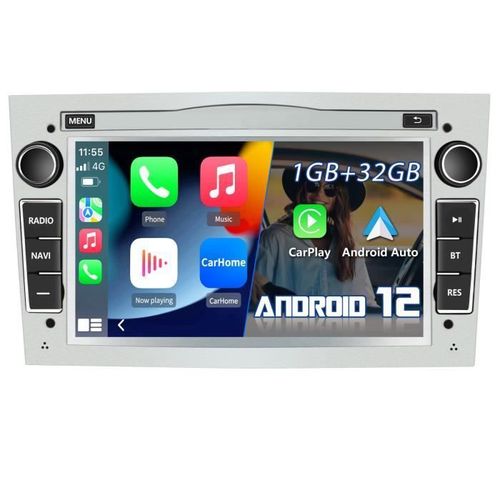 Autoradio Awesafe Android 12 Pour Opel, 1go+32go 7 Pouces Avec Carplay Android Auto Usb Sd Rds Bluetooth - Gris
