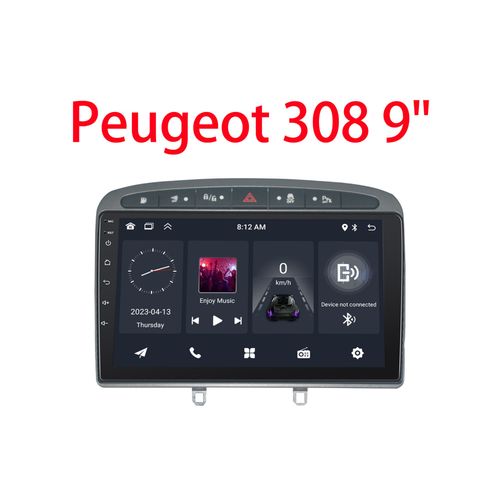 Autoradio Gearelec 9 Pouces Android Pour Peugeot 308 408 2007-2013 Avec Carplay Andriod Auto Gps Navigation Bt Rds Wifi 2+32go