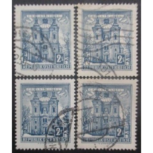 Autriche N873a Papier Gris-Jaune X 4 Oblitr