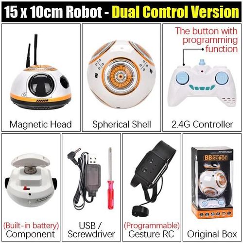 Avec bote d'origine - Upgrade BB-8 Ball 20.5cm Star Wars RC Droid Robot 2.4G Remote Control BB8 Intelligent With Sound Robot Toy For Kids Model Action