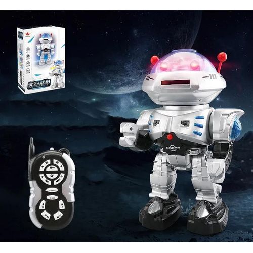 Avec bote de couleur A - Lancement'un disque volant pour la Police spatiale RC, Robot jouet pour enfants, clairage des yeux, chant, danse, programmation intelligente, tlcommande lectrique