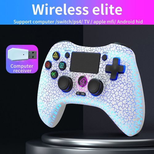 Avec Le Rcepteur - Manette De Jeu Sans Fil En Cristal Transparent, Manette De Jeu, Manette De Jeu Pour Console Ps4, Switch, Ps3, Android, Pc, Ios, Boutons Tactiles