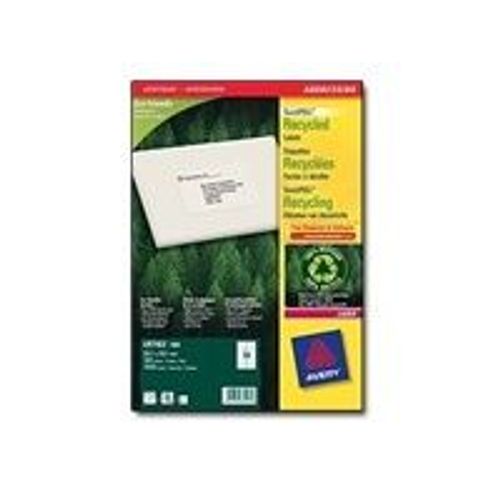 Avery Quickpeel Recycled Labels - tiquettes D'adresse Autocollantes Permanentes - Blanc Naturel - 38.1 X 99.1 Mm - 1400 tiquette(S) ( 100 Feuille(S) X 14 )