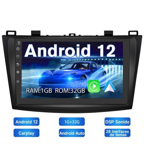 Awesafe Autoradio Android 12 Pour Mazda (2009-2013) 1go + 32 Go 9'' cran Tactile Avec Carplay Gps Wifi Bluetooth Android Auto