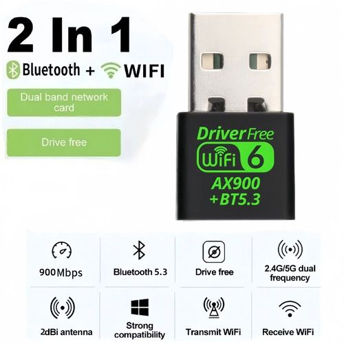 AX900 WiFi6 adaptateur USB Bluetooth 5.3 double bande 5G 2.4G 2in1 Wifi 6 Mini USB Dongle rcepteur rseau sans fil pilote gratuit - Type 900Mbps BT5.3WIFI 6