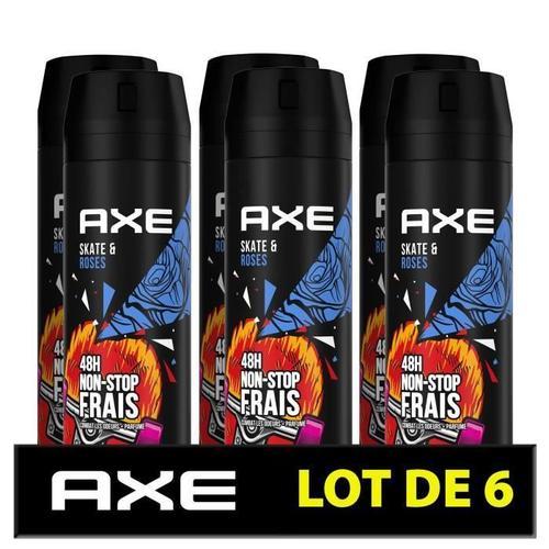Axe Dodorant Homme Skate & Roses Bodyspray - 48h De Fracheur Non-Stop - Antibactrien - Lot De 6 X 200 Ml - 1,2 L