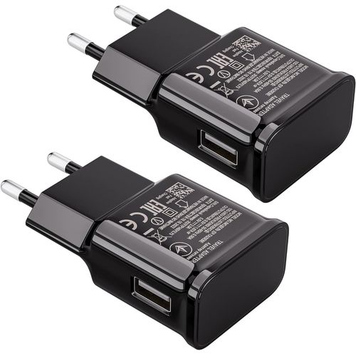 Ayu-2-Pack Chargeur Usb 15w Prise De Charge Compatible Avec Samsung S21 S20 S10 S6 S7 S8 S9 / Edge/Plus/Active, A20e, Z Flip3, Z Fold2 5g, Note 5 8, Note 9 10, Chargeur Rapide D'origine De Remplaceme