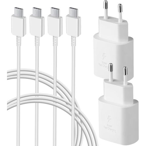 Ayu-2-Pack Chargeurs Usb C 25w, Chargeur Rapide Pd 3.0 Avec Type C Cble D'alimentation 1,5m Pour Samsung Galaxy S25 S24 S23 S22 S21 S20 Ultra, S10 S9, Z Flip 6, Z Fold 6, A15 A54 A55 A71, Note 20/10
