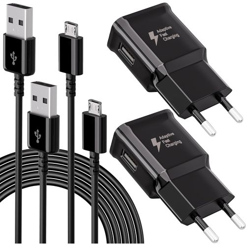 Ayu-2-Pack Usb Chargeur Male, Chargeur Rapide Alimentation Avec 1,5m Micro Cable Usb Pour Samsung Galaxy S7 S6 Edge S5 S4 S3 S2 A03 A7 A9 A10 J8 J7 J6 J5 J3, Tab 4, Tab S2, Android Smartphone