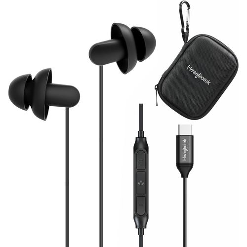 AYU-2 Paires d'couteurs de Sommeil, USB c couteurs avec Microphone-Silicone Isolation Phonique,Type C pour Tlphone Android, Idal pour Dormir, Ronfler