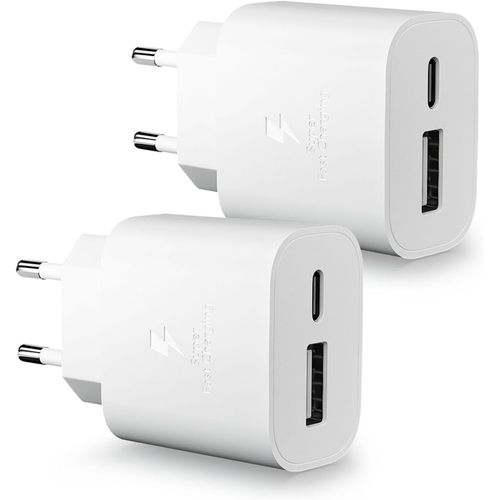 Ayu-2 PiCes Chargeur Usb C, 25w 2 Port Prise Usb-A & Usb-C Chargeur Rapide Adaptateur Type C Secteur Pour Apple Iphone 16/15/14/13/12/11/Pro/Max X Xs Xr 8 7 6s Plus Mini Se, Ipad, Samsung TLPho