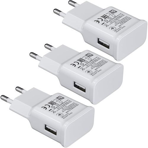 Ayu-3-Pack Chargeur Usb 2a Adaptive Fast Charging Connecteur De Charge Pour Samsung Galaxy S20 S10 S8 S9 S7 Edge/Plus/Active, Note 5 8 Pour Iphone 11 Pro/X 8, Chargeur Rapide De Remplacement D'origin