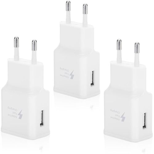 Ayu-3 Pack Chargeur Usb Compatibles Avec Samsung Galaxy S21 S20 S10 S9 S8 S7 S6 Edge/Plus/Active A15 A13 A14 A33 A54 A55 Note 9/8 Z Flip 3/4/Z Fold3/ 4, Charge Rapide Telephone Prise Secteur Adaptate