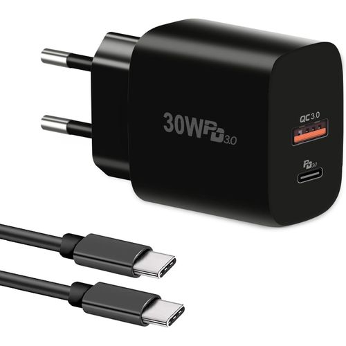 Ayu-30w Chargeur Rapide Usb C,Cshare Pps Pd&qc 3.0 Super Rapide Adaptateur Prise Secteur Compatible Avec Iphone 13 Pro Max 12 Pro Samsung Galaxy S22 Ultra S21 Note20 Google Pixel 6 Pro,2 M Usb-C Cbl