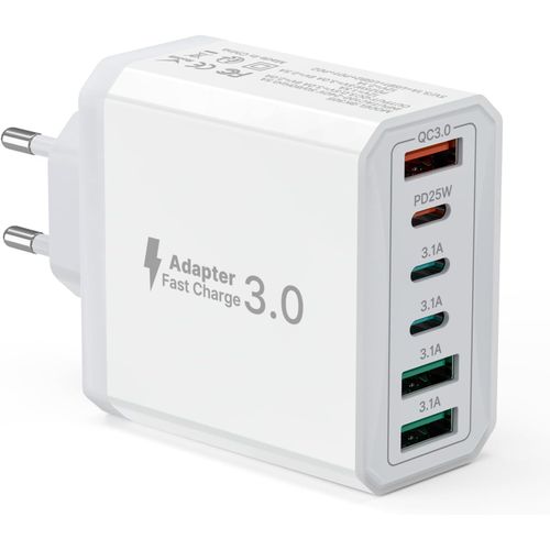 Ayu-40w Chargeur Iphone Rapide, Bloc Prise Usb C Pd25w & Qc3.0 Pour Iphone 15 Pro Max 14 Plus 13 12 11 Se Xr, Ipad Pro, Samsung, Multiprise Usb Tete Embout Chargeur Iphone Alimentation Adaptateur Sec