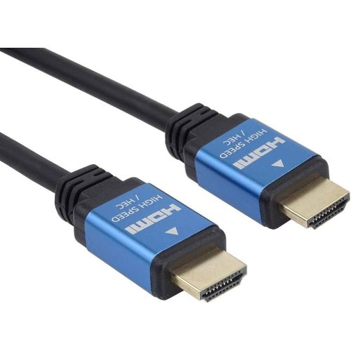 AYU-4K Cble HDMI 2.0b Haute Vitesse M/M 18Gbps avec Ethernet, Compatible avec Vido 4K@60Hz, Deep Color, 3D, ARC, HDR, Dolby TrueHD, Connecteurs plaqus Or, Noir et Bleu, 1 m