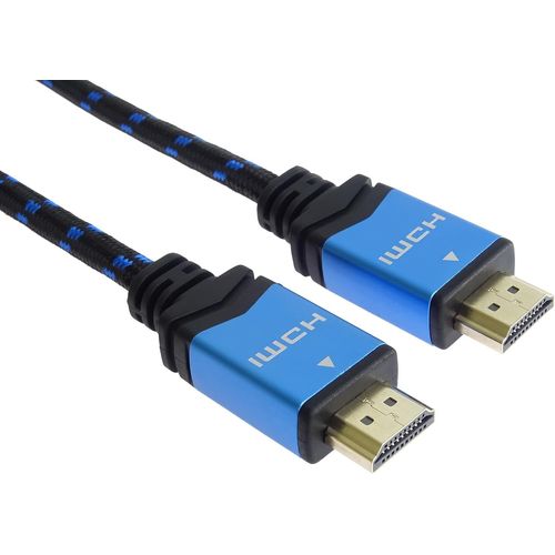 AYU-4K Cble HDMI 2.0b Haute Vitesse M/M 18Gbps avec Ethernet, Compatible avec Vido 4K@60Hz, Deep Color, 3D, ARC, HDR, Dolby TrueHD, Connecteurs plaqus Or, Tress, Bleu, 2 m