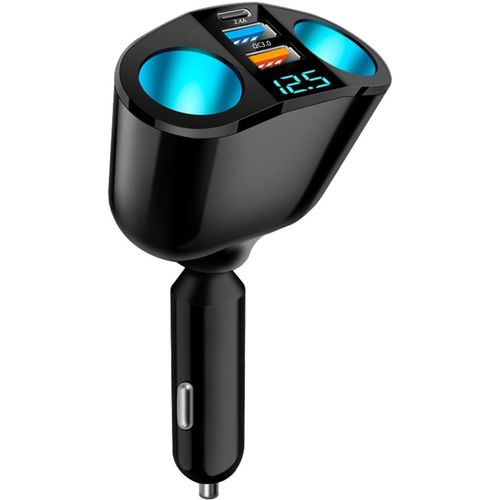 Ayu-5 In 1 Chargeur Allume Cigare, Double Prise Allume Cigare 12v, Qc3.0+Pd+2.4a Chargeur Voiture Allume Cigare Usb Avec Voltmtre Led, Pour Android, Ios, Tablette, Gps, Tachygraphe
