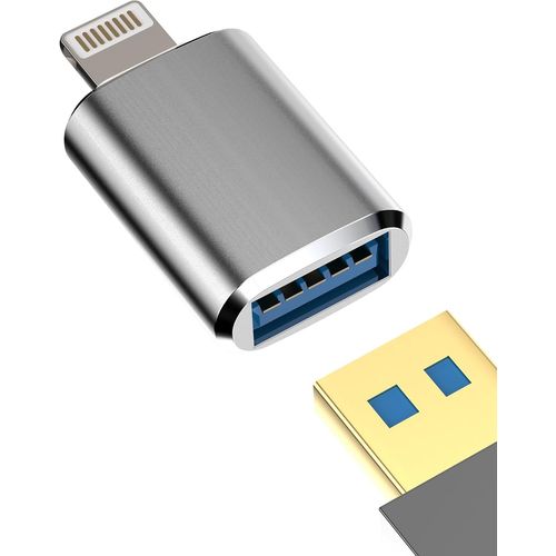 AYU-Adaptateur USB iPhone Lightning vers Jack Cable Certifi Apple MFI OTG USB A Camera Prise pour 14 13 12 11 Pro Max 7 8 Plus X Se XS XR Ipad Air 3.0 Prise Cle Convertisseur Flash Disque Stick Adap