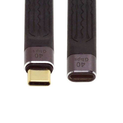 AYU-Cble d'extension USB-C USB4 fin plat mle vers femelle 40 Gbit/s avec charge 100 W et 8K @ 60 Hz compatible avec Thunderbolt3/4 13 cm