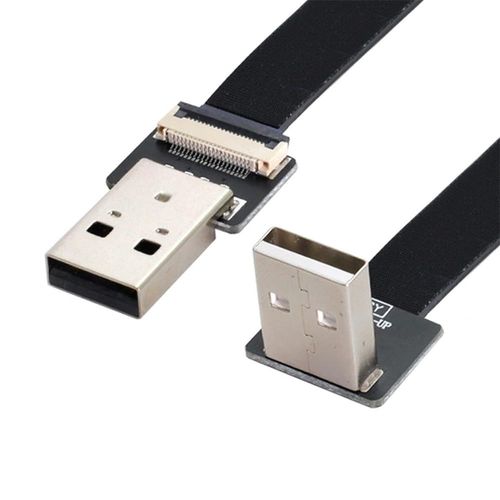 AYU-Cble de donnes plat plat et fin USB 2.0 type A mle vers type A mle 0,5 m pour FPV, disque, scanner et imprimante