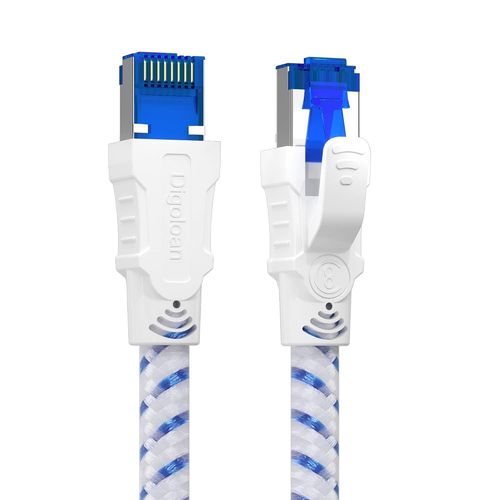 AYU-Cable Ethernet 20m, Cat 8 RJ45 1m 2m 3m 5m 10m 20m 30m Cable Rseau, Cat8 40Gbps 2000MHz Gigabit S/FTP Nylon Cable Internet Lan pour PS5, Routeur, Tlviseurs, Xobx, Plus Rapide que Cat 6/Cat