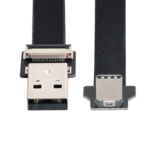 AYU-Cble FPC plat et fin coud vers le haut 0,5 m USB 2.0 type A mle vers USB-C Type-C mle pour FPV, disque et tlphone