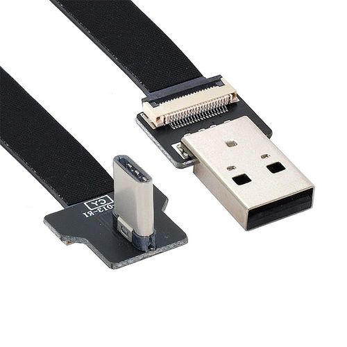 AYU-Cable FPC plat et fin USB 2.0 type A male vers USB-C Type-C male pour FPV, disque et tlphone 1 m