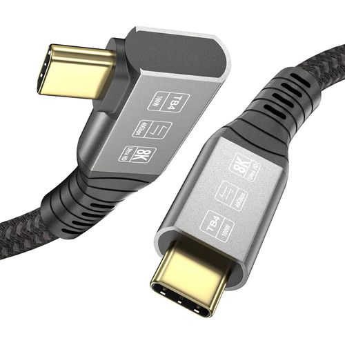 AYU-Cble pour Thunderbolt 4 Coud 90 Degrs, USB C Cble Supporte Transfert de donnes 40 Gbit/s/Vido 8K@60Hz / Chargement via 100W (1,2m)