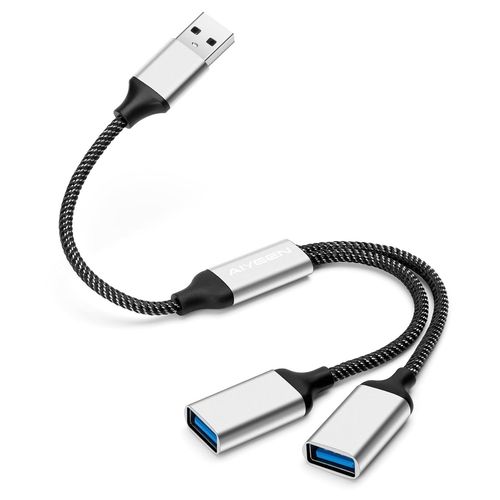 AYU-Cble rpartiteur USB, adaptateur rpartiteur USB A 1 entre 2 sorties, hub double port pour transfert de donnes/chargement, rallonge supplmentaire pour voiture/ordinateur portable/Mac/PC (arge