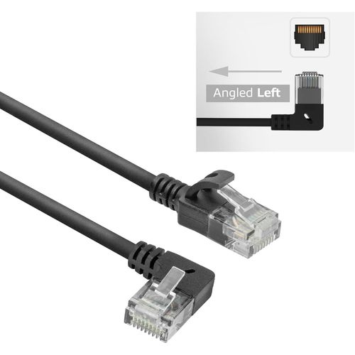 AYU-Cble rseau CAT6A coud  90 vers la gauche, U/UTP LSZH - Cble LAN fin de 3,6 mm
