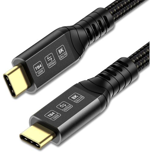 AYU-Cable Thunderbolt 4 1m, USB C Cable Supporte Transfert de donnes 40Gbps/ Vido 8K@60Hz / Super Fast Charge 100W pour iPhone 15 Pro/Max Macbook Air/Pro M1 M2, Mac Studio, Studio Display