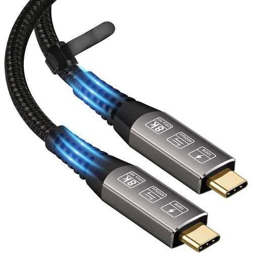 AYU-Cble USB 4 8K 5K M/M USB-C Compatible avec Thunderbolt 4 8K@30Hz 5K/4K 60Hz Vido 40Gbps taux de Transmission de Donnes 20V 5A 100W Power Delivery Cble SSD Externe eGPU 1,2 m