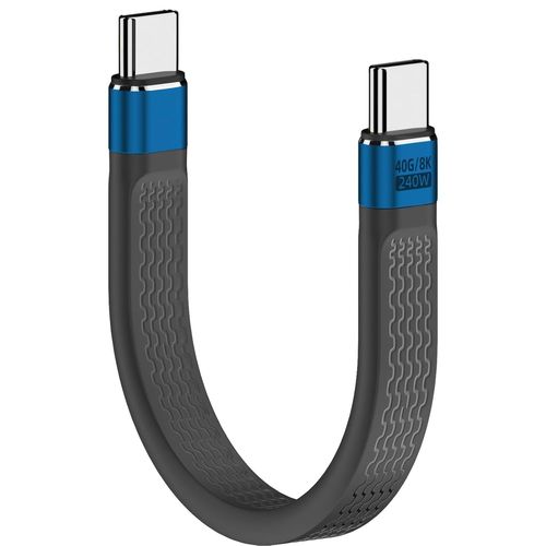 AYU-Cble USB 4 Type-C vers Type-C, Cable Usb c Court 240W, 40Gbps Transfert de Donnes, 8K@60Hz Vido, 13 cm Plat, Charge Rapide PD 48V/5A, compatible avec MacBook, Smartphones, Tablettes