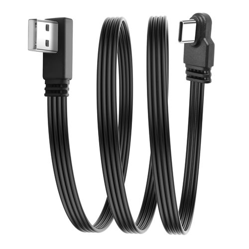 AYU-Cble USB A 90 degrs vers USB C Cble de chargeur plat de type C vers USB 2.0 480Mbps Cble de charge et de synchronisation de donnes (USB A Gauche vers Type C Gauche/Droite)