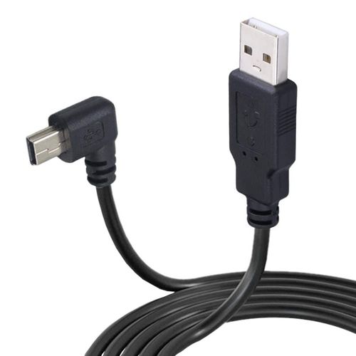 AYU-Cble USB A vers Mini B USB 3m Cordon de synchronisation de donnes  angle gauche  90 degrs pour appareil photo numrique Dash Cam GPS Navigator (angle gauche de 3 m)
